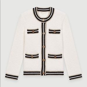 MAJE KNIT CARDIGAN WITH CONTRASTING BANDS